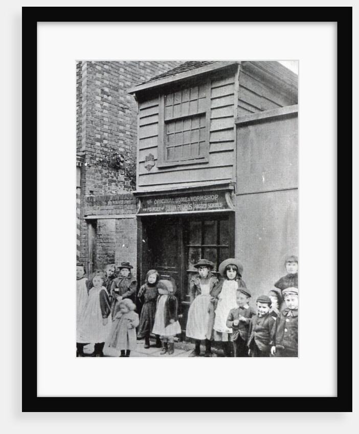 Children outside John Pounds's workshop, from which he ran the first Ragged school by English Photographer