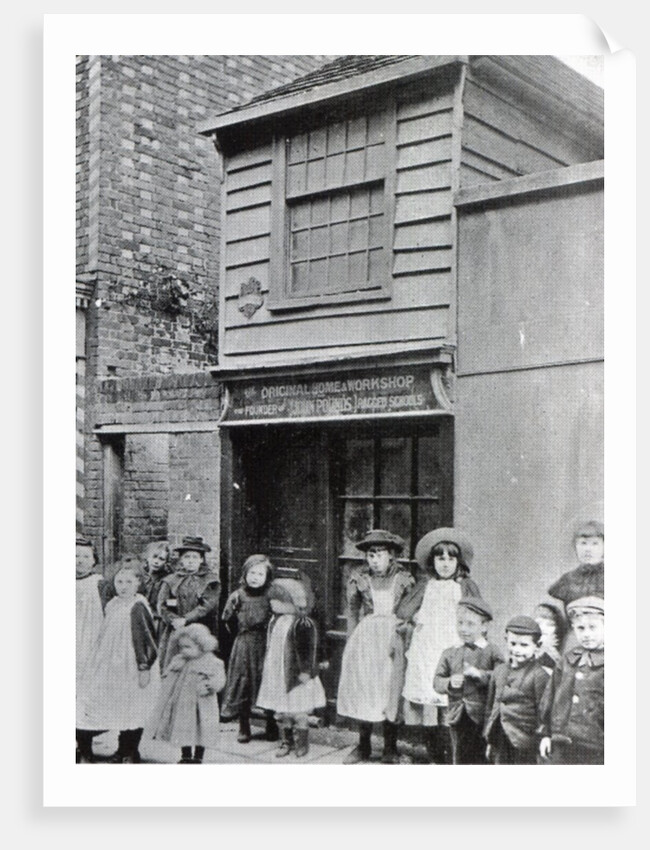 Children outside John Pounds's workshop, from which he ran the first Ragged school by English Photographer