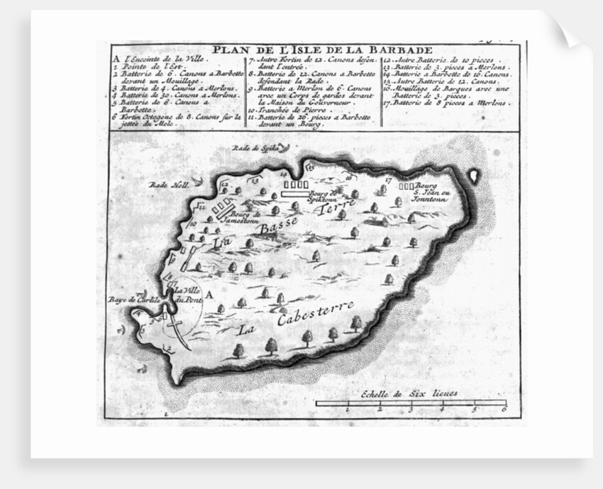 Map of Barbados by French School