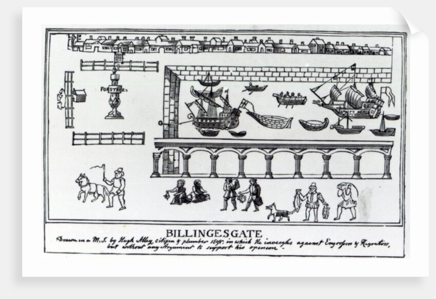 Billingsgate Market, London, after an original drawing from c.1598 by English School