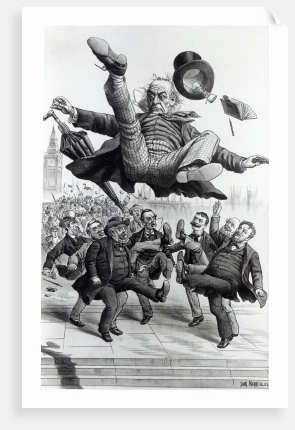 Gladstone being kicked out of parliament, c.1894 by Tom Merry