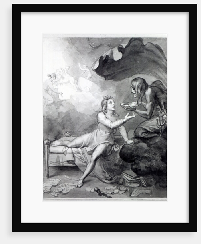 Thomas Chatterton receives a bowl of poison from Despair by John Flaxman