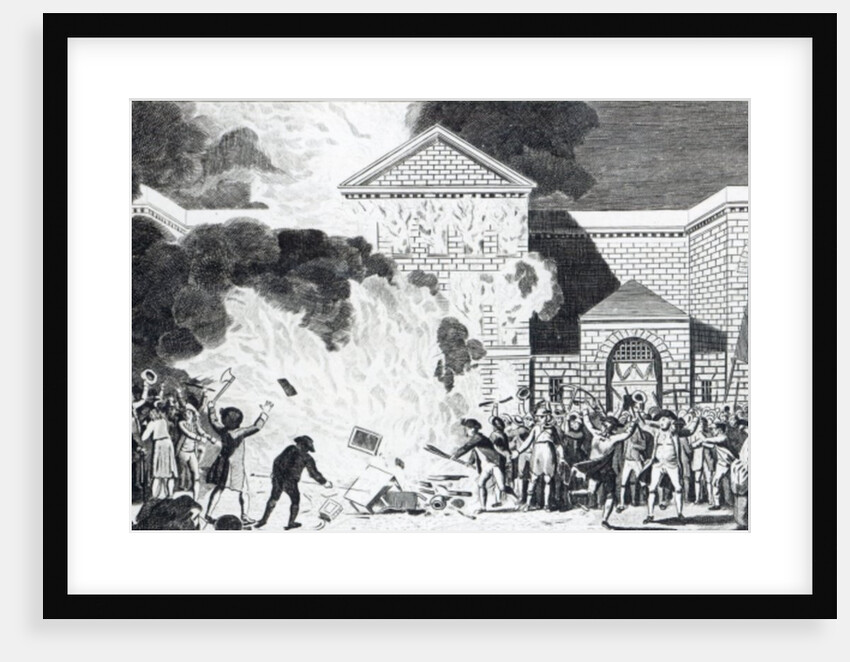 The Devastations occasioned by the Rioters of London firing the New Gaol of Newgate and burning Mr. Akerman's Furniture by William (after) Hamilton