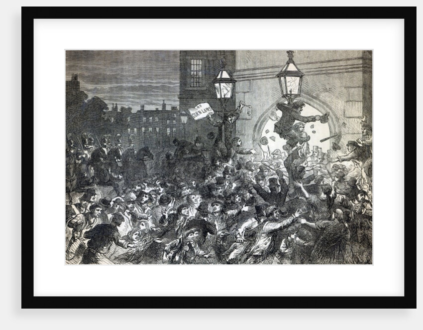 Bread Riot at the entrance to the House of Commons in 1815 by English School
