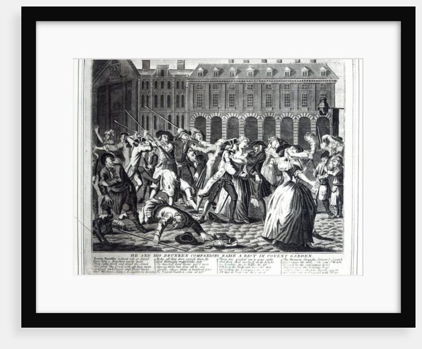 He and His Drunken Companions Raise a Riot in Covent Garden, from a pirated series based on Hogarth's 'A Rake's Progress', 1735 by English School
