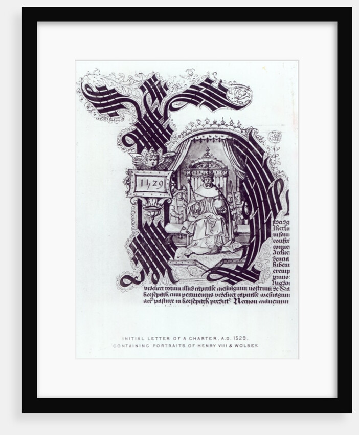 Initial Letter of a Charter containing portraits of Henry VIII and Wolsey, 1529 by English School