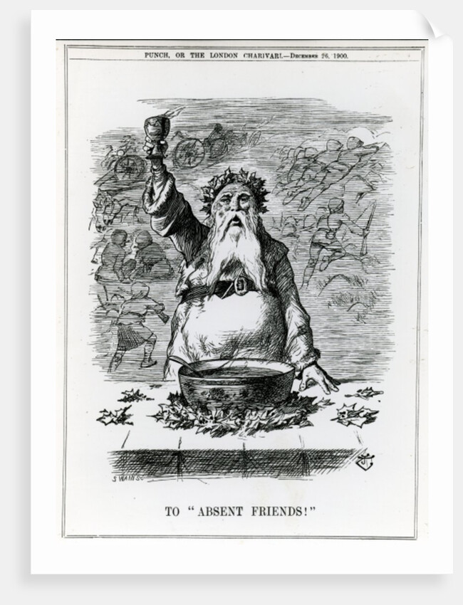 To Absent Friends!, a cartoon from 'Punch' magazine, December 26th 1900 by English School