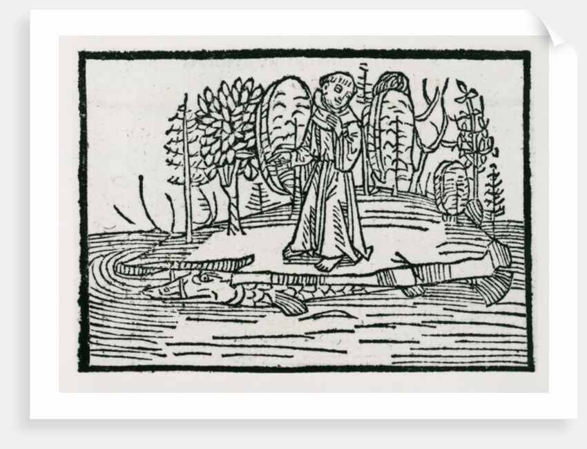 St. Brendan on the fish island by German School