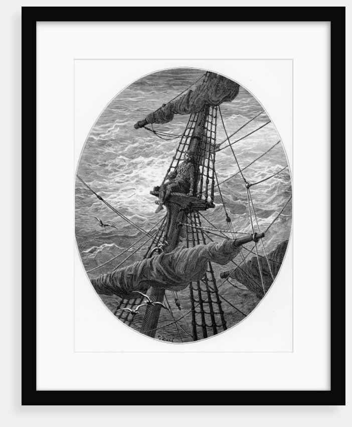 The Mariner up the mast during a storm by Gustave Dore