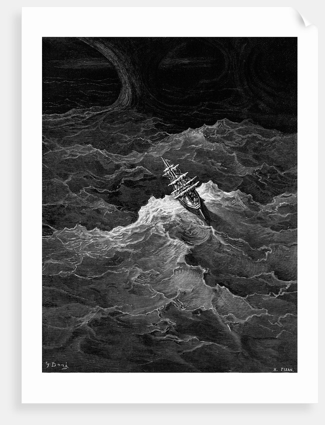 Ship in stormy sea, 1876 by Gustave Dore