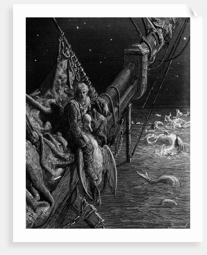 The Mariner gazes on the serpents in the ocean by Gustave Dore