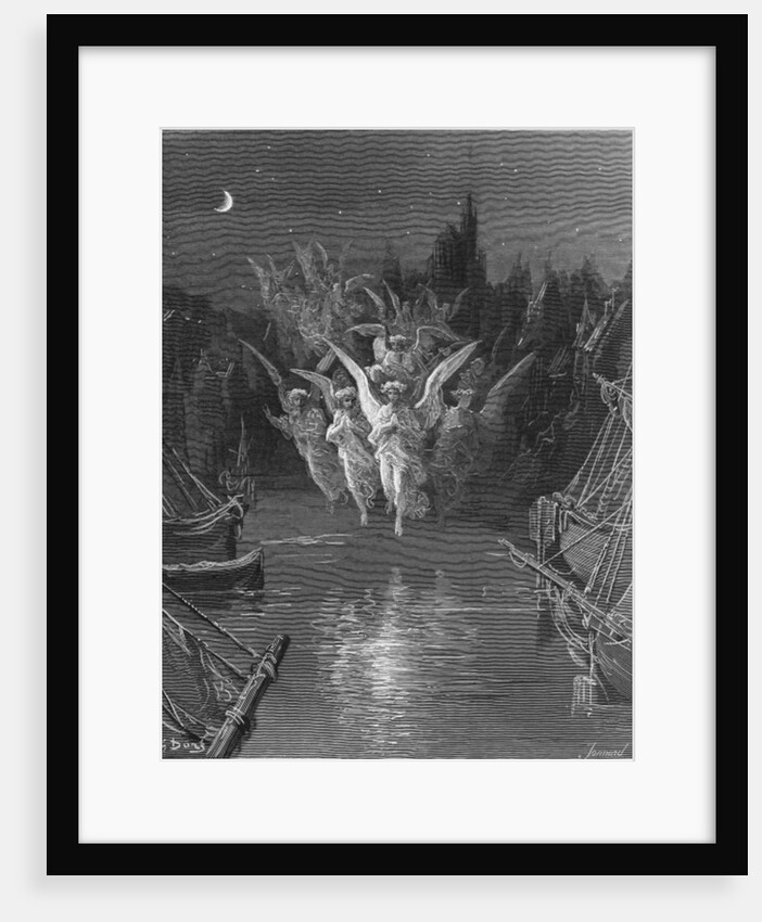 The angelic spirits leave the dead bodies and appear in their own forms of light by Gustave Dore