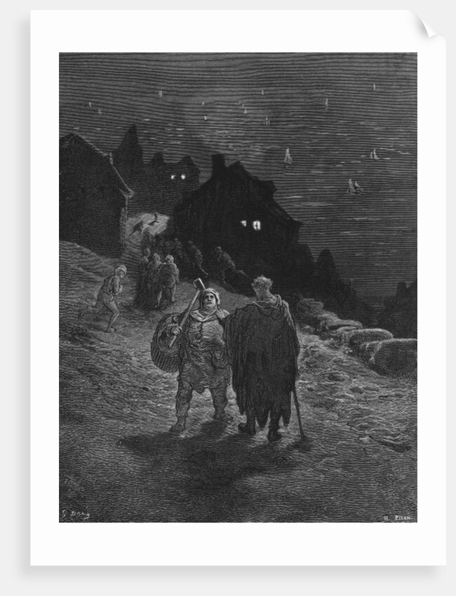 The Mariner, condemned to travel unceasingly from country to country, is also condemned to relate his story to people he meets by Gustave Dore