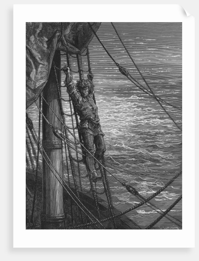 The Mariner describes to his listener, the wedding guest, his feelings of loneliness and desolation while on the ship by Gustave Dore