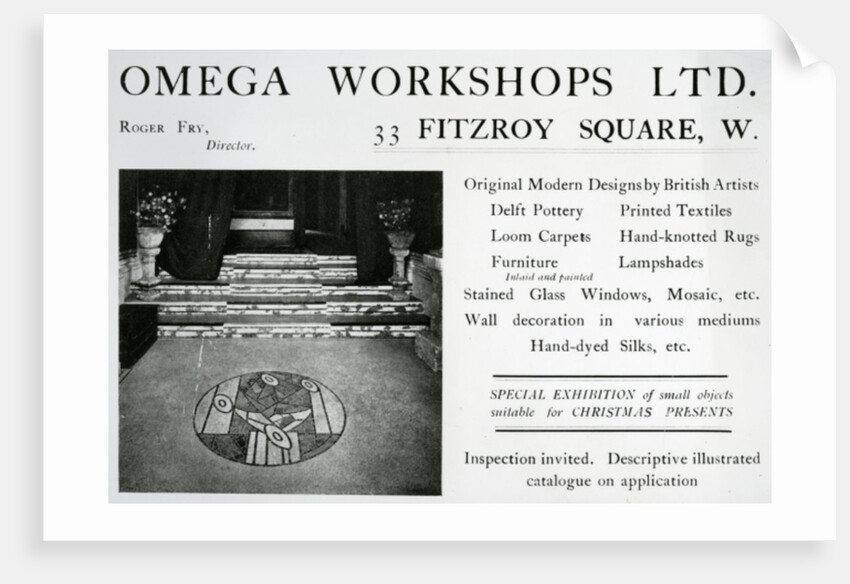 Adverisement for the Omega Workshops Ltd by English School