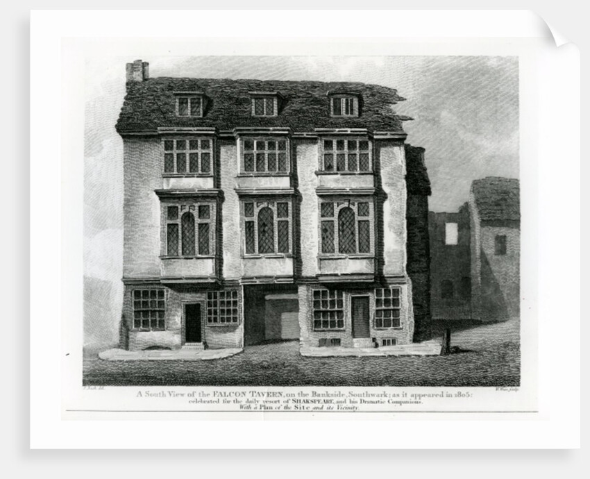 A South View of the Falcon Tavern, on the Bankside, Southwark, engraved by William Wise, 1811 by Frederick (after) Nash