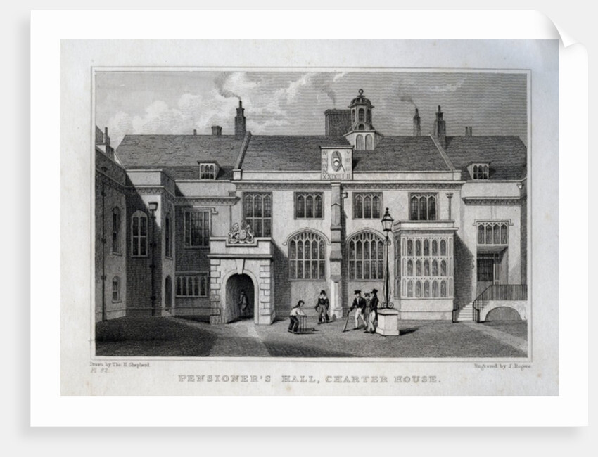 Pensioner's Hall, Charter House, engraved by John Rogers, 1830 by Thomas Hosmer Shepherd