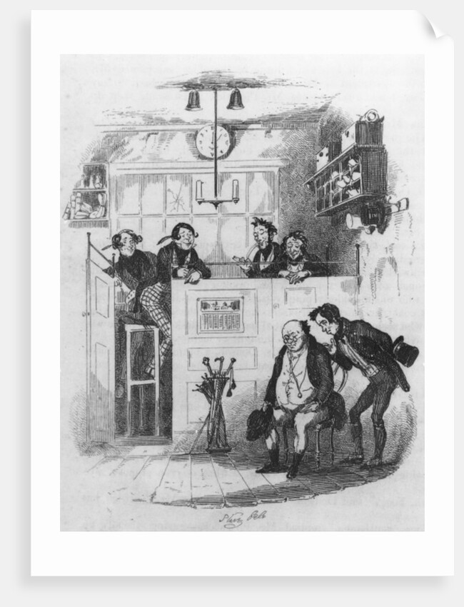 Mr. Pickwick and Sam in the attorney's office by Hablot Knight Browne