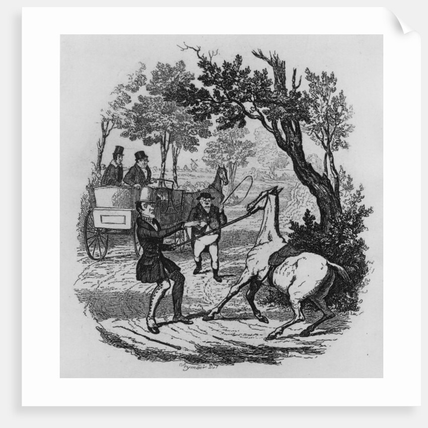 Mr. Winkle and Mr. Pickwick trying to control their horse by Robert Seymour