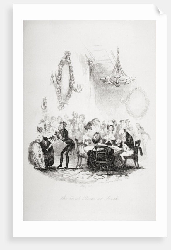The card room at Bath by Hablot Knight (1815-92) Browne
