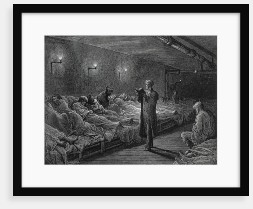 Scripture Reader in a Night Refuge by Gustave Dore