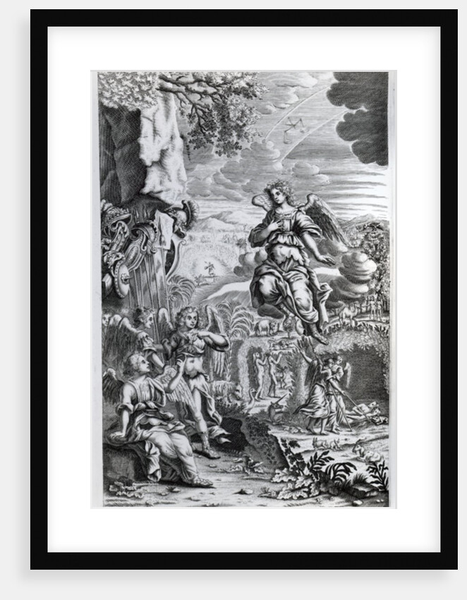 The archangel Uriel informs Gabriel that Satan is in the Garden of Eden by Bernard I Lens