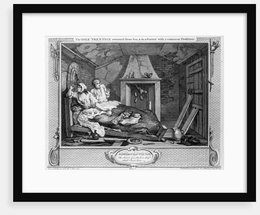 The Idle 'Prentice Returned from Sea, and in a Garret with a common Prostitute' by William Hogarth