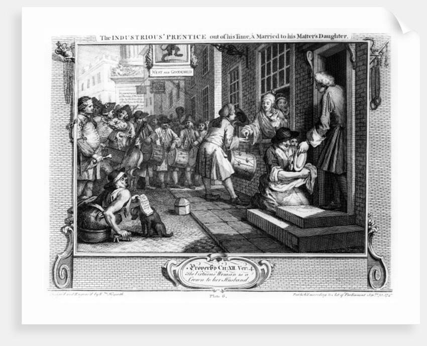 The Industrious 'Prentice out of his Time and Married to his Master's Daughter, plate VI of 'Industry and Idleness', 1747 by William Hogarth