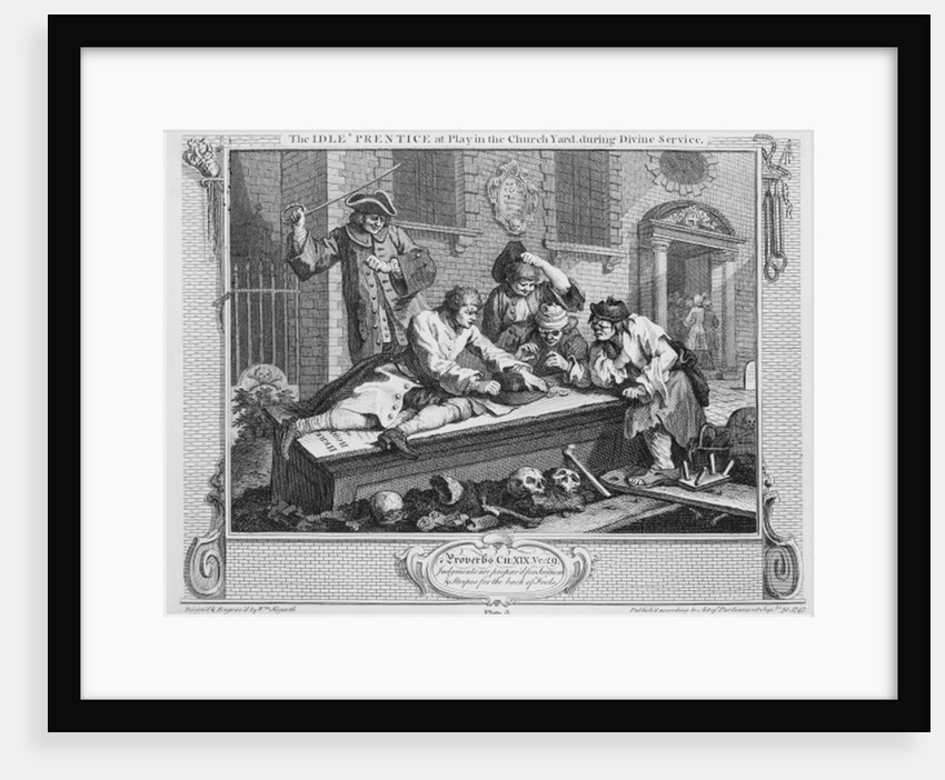 The Idle 'Prentice at Play in the Church Yard During Divine Service, plate III of 'Industry and Idleness', 1747 by William Hogarth