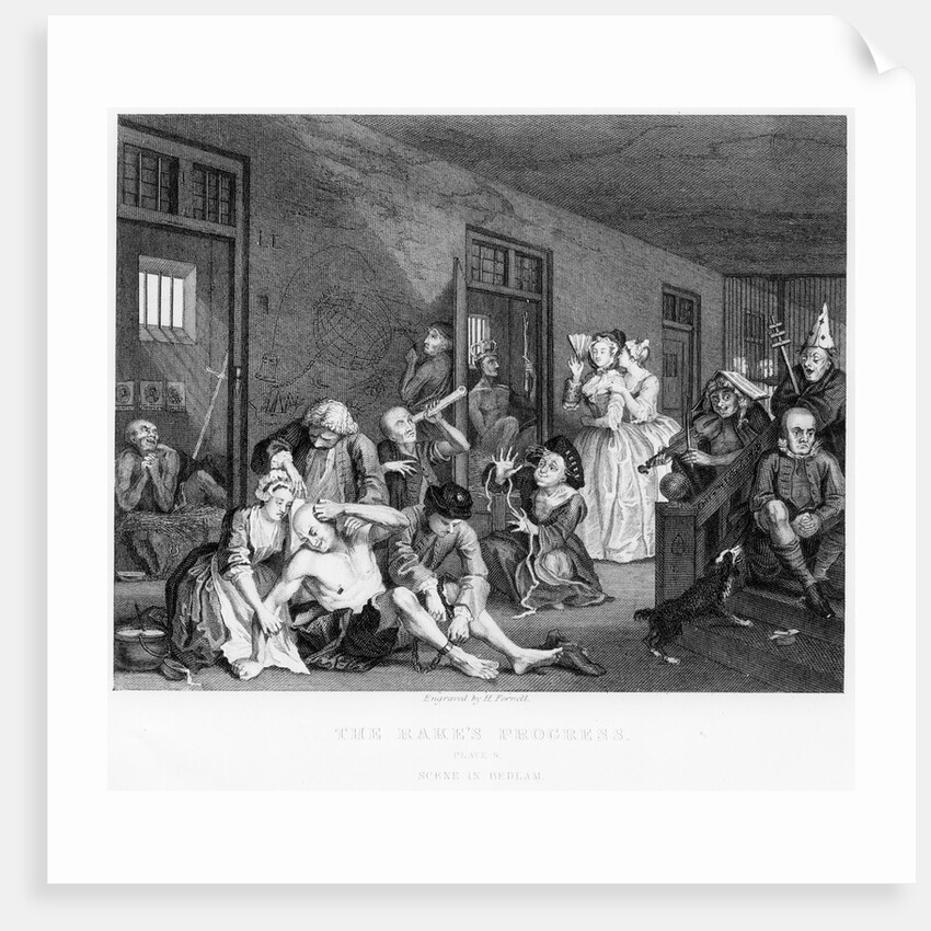 Scene VIII: The Rake in Bedlam, 1735 by William Hogarth