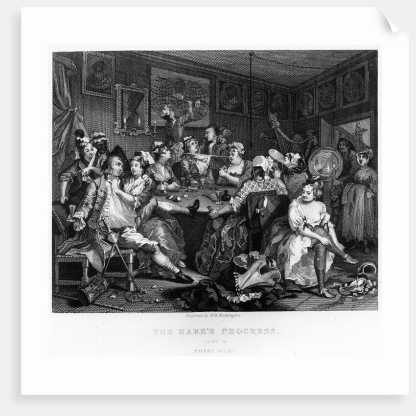 Scene III: The Rake at the Rose Tavern, 1735 by William (after) Hogarth