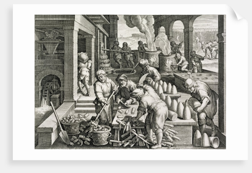 A Sugar Mill and the Production of Sugar Loaves by Jan van der (1523-1605) (after) Straet