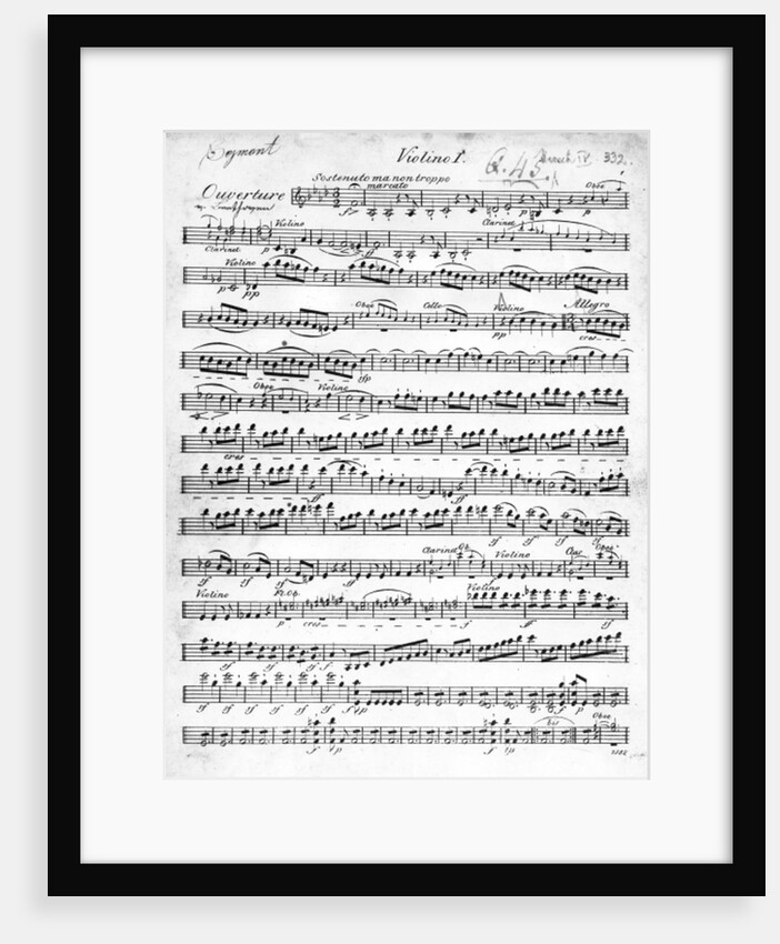 Sheet Music for the Overture to 'Egmont' by Ludwig van Beethoven, written between 1809-10 by German School