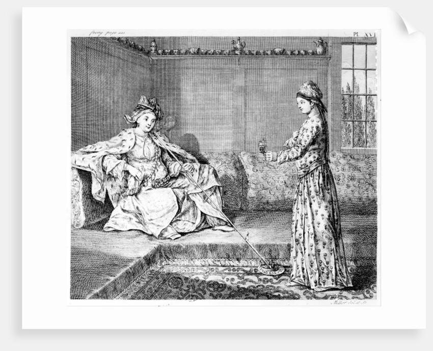 A Lady of Aleppo with a Pipe by English School