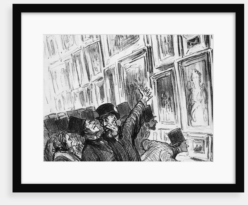 Artist being comforted at the 1859 Paris Salon over the position of his work in the exhibition by Honore Daumier