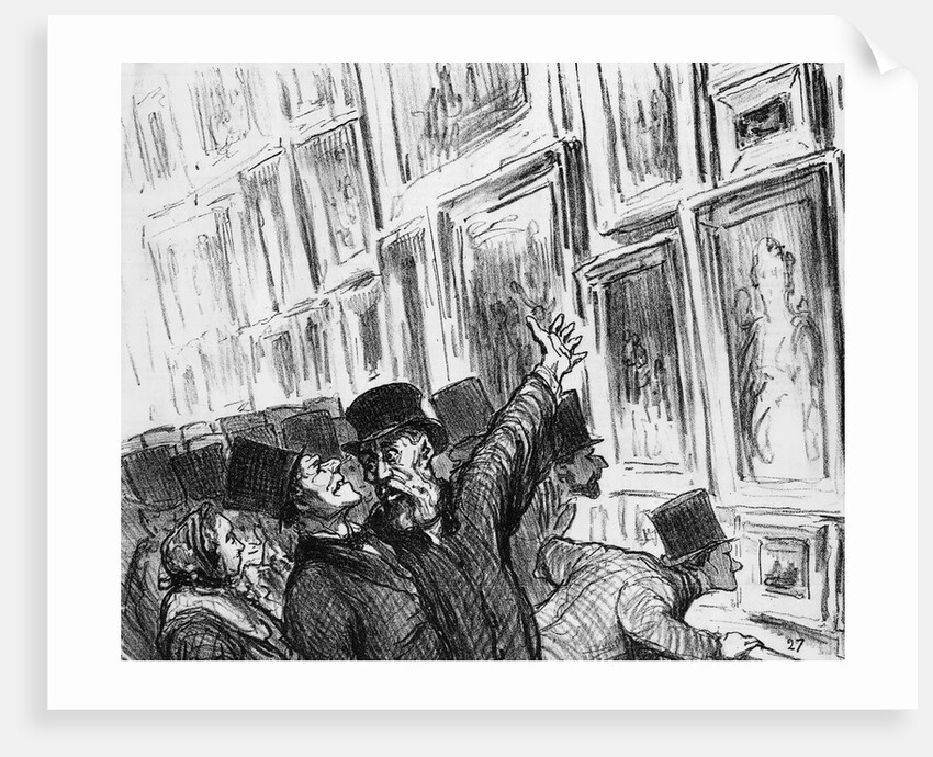 Artist being comforted at the 1859 Paris Salon over the position of his work in the exhibition by Honore Daumier