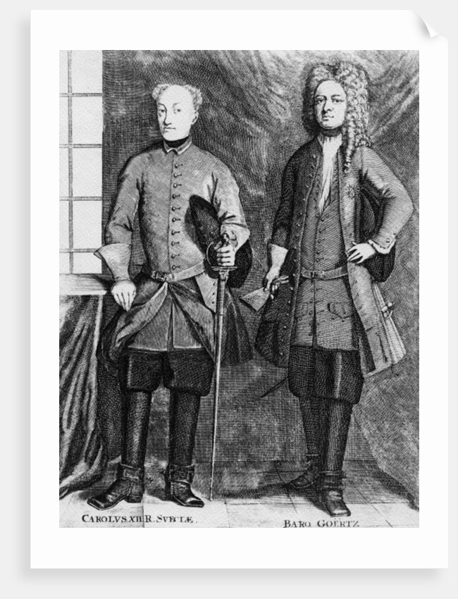 Charles XII of Sweden with his advisor Baron Gortz by Swedish School