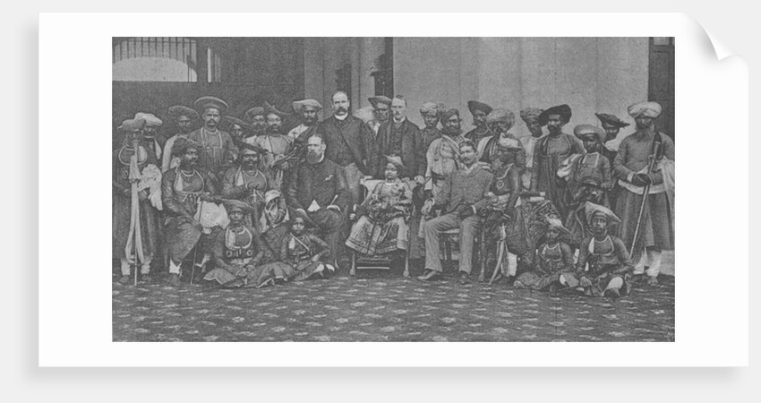 The Young Maharaja of Gwalior with his guardian Sir Lepel Griffin and court, c.1886 by (after) English photographer