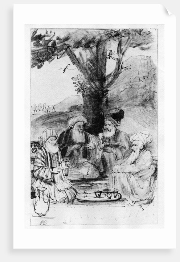 Four orientals seated under a tree, c.1659 by Rembrandt Harmensz. van Rijn