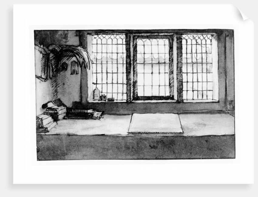 Artist's worktable at the window overlooking the river, c.1650 by Willem Drost