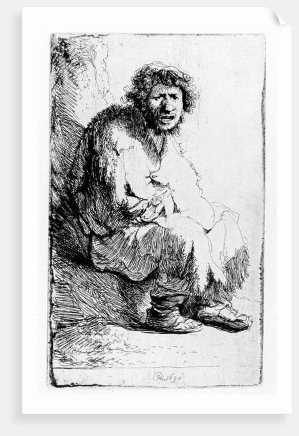 Beggar seated on a bank, 1630 by Rembrandt Harmensz. van Rijn