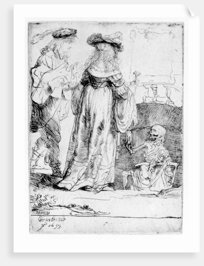 Death appearing to a wedded couple from an open grave, 1639 by Rembrandt Harmensz. van Rijn