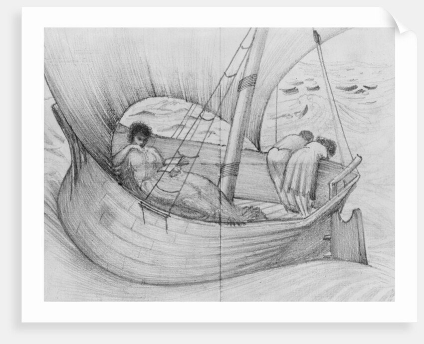 Mama, Gertie and Georgie travelling on a boat to France by Edward Coley Burne-Jones