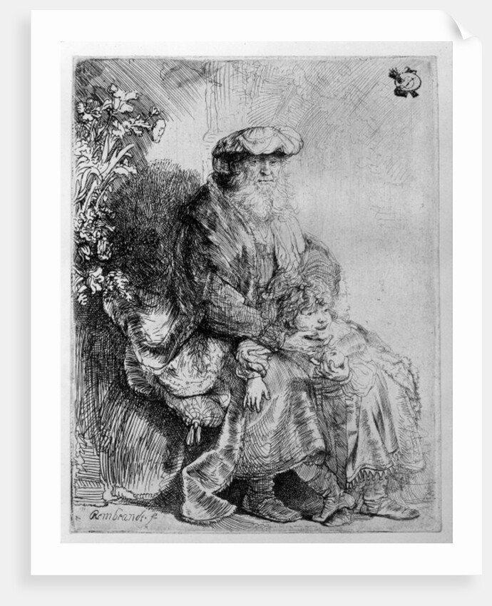Abraham holding young Isaac by Rembrandt Harmensz. van Rijn