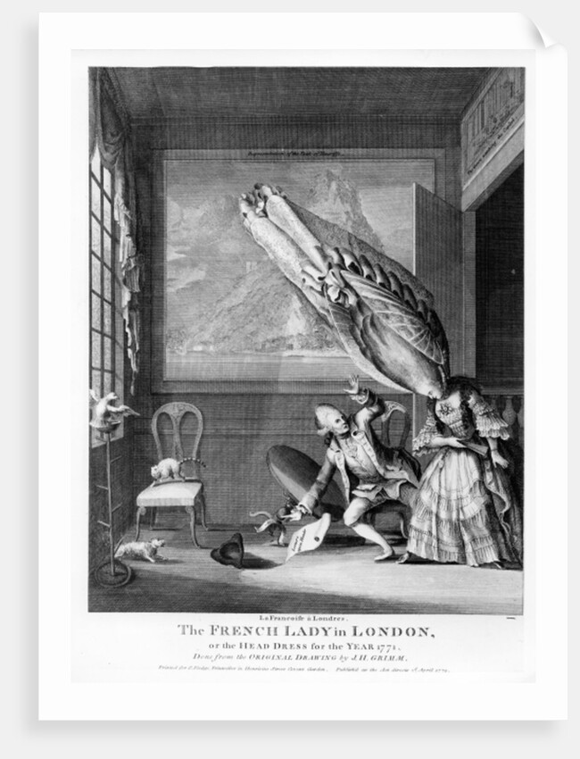 The French Lady in London or The Head Dress of the Year 1771, printed for S. Sledge, 1771 by Samuel Hieronymous Grimm