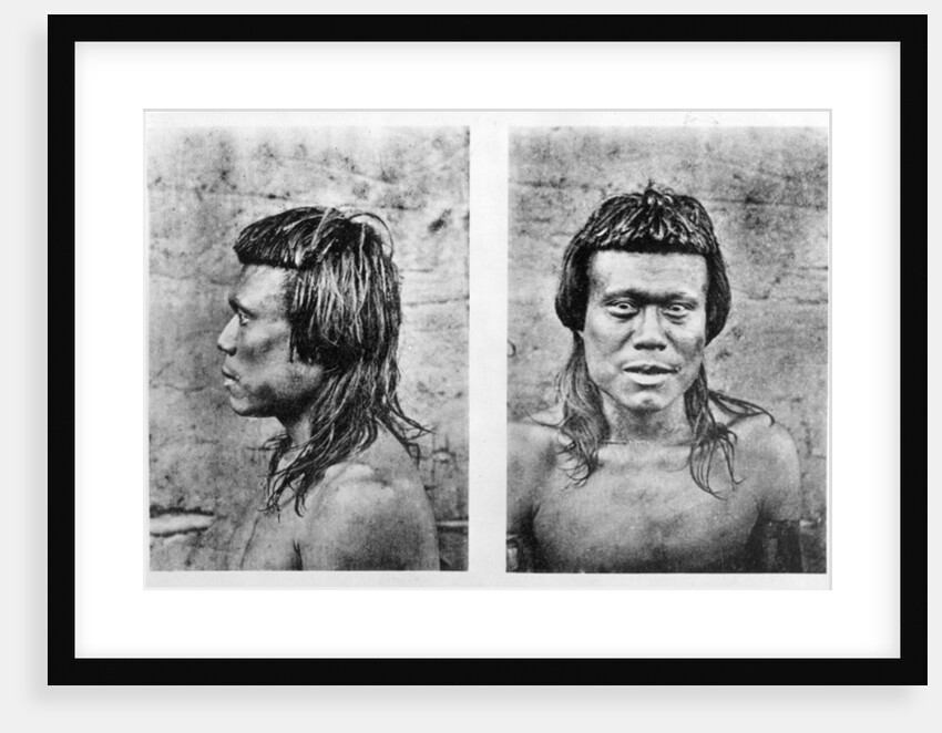 Portrait and profile of Bororo man of central Brazil by German Photographer