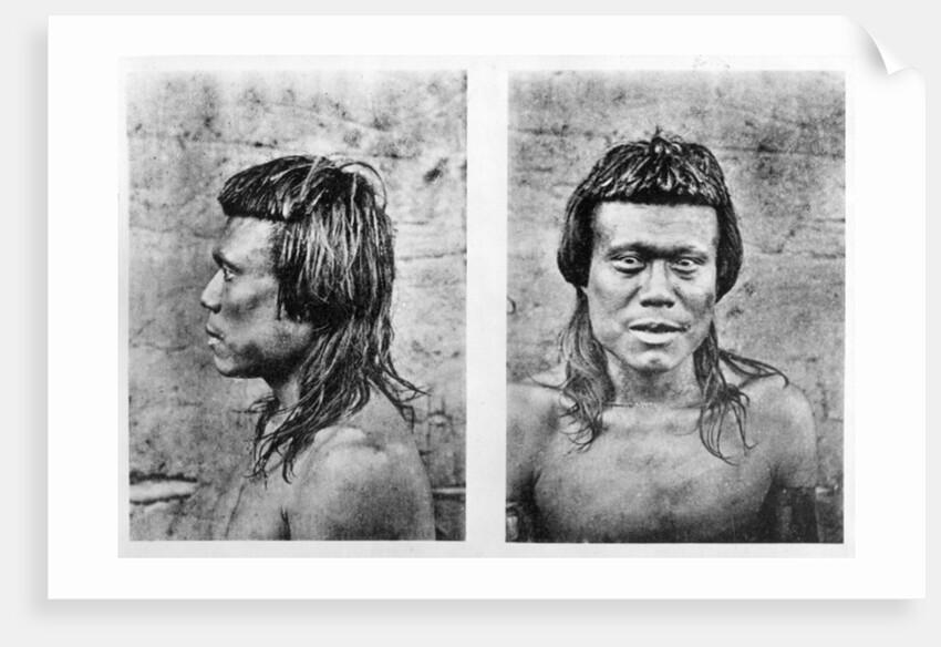 Portrait and profile of Bororo man of central Brazil by German Photographer