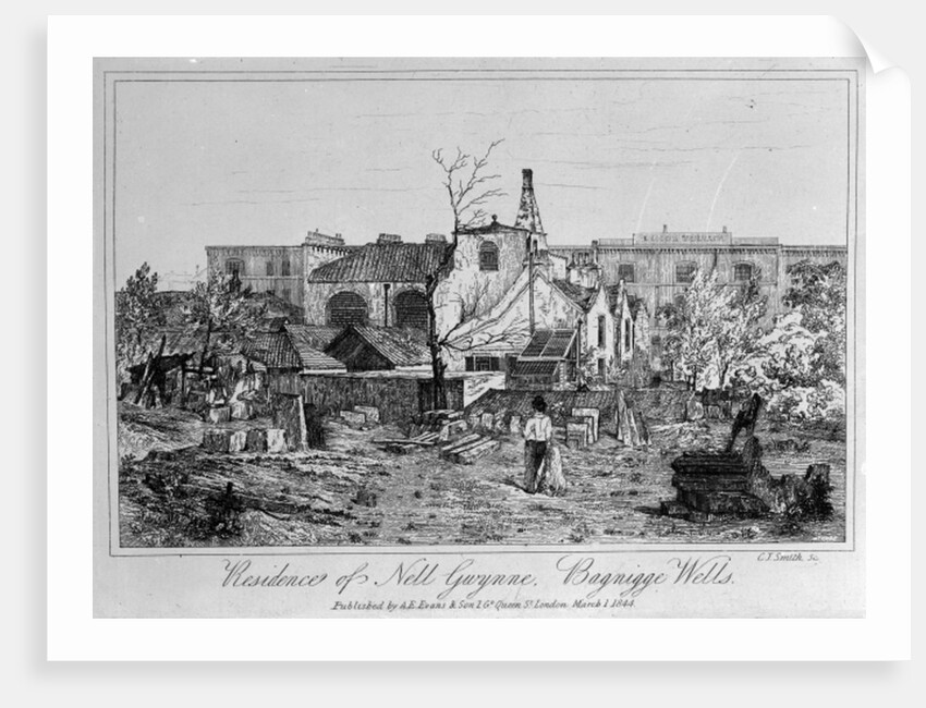 Residence of Nell Gwynne, Bagnigge Wells, published in 1844 by Charles John Smith