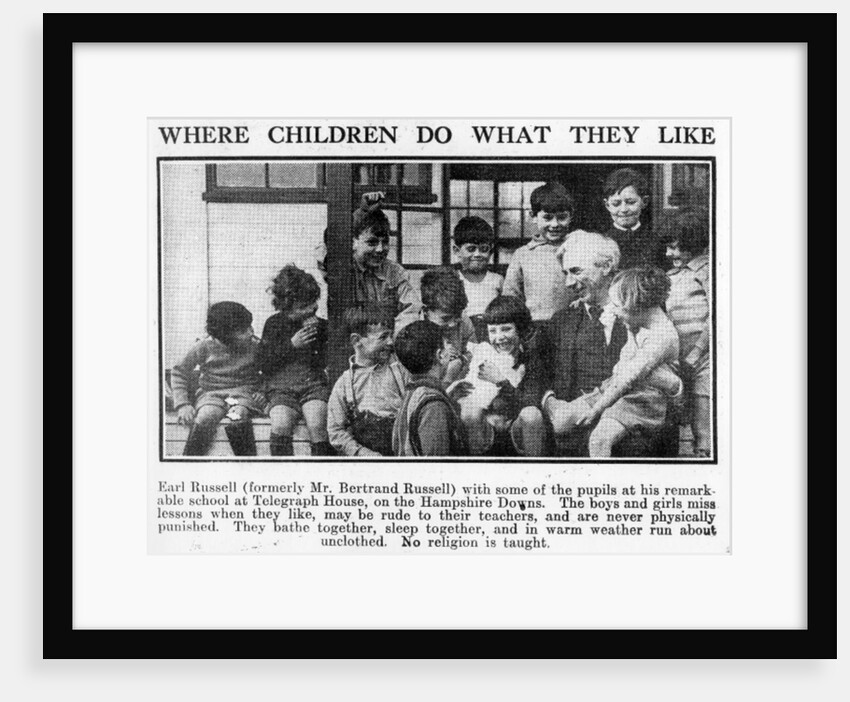 Bertrand Russell with pupils at his Beacon Hill School, 1931 by English Photographer