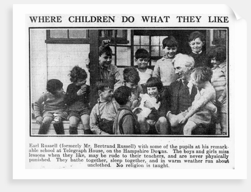 Bertrand Russell with pupils at his Beacon Hill School, 1931 by English Photographer